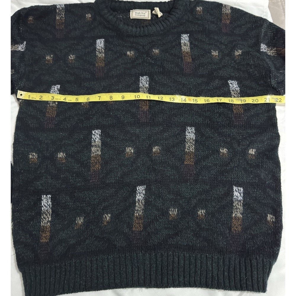 VTG Bugle Boy Sweater Mens Medium Geometric Knit Pullover Crewneck Y2K Retro - Picture 5 of 8